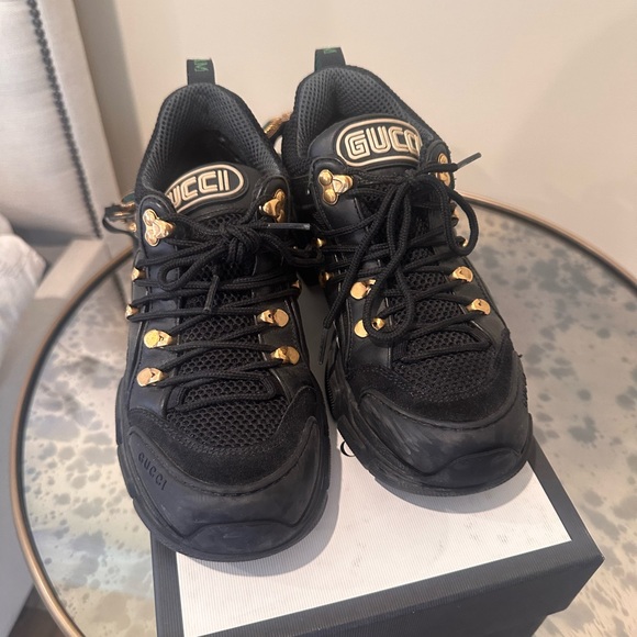 Gucci Womens Journey Flashtrek Crystal Black Green Hiker Sneaker 37 Preloved - Picture 5 of 7